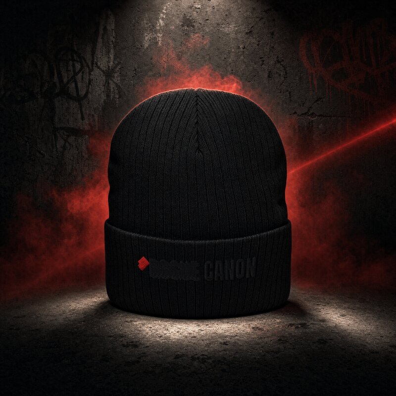 Blackout Ribbed Beanie - Rogue Canon